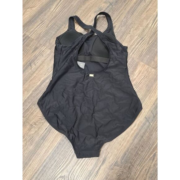 Jones New York Black One Piece Swimsuit L NWT $75 Cross Back Built-In Bra - Picture 8 of 10
